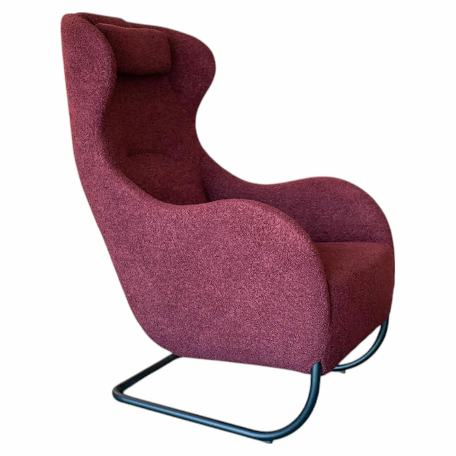 Wittmann Relaxsessel|Sessel Jolly Stoff Hug Me 010 Weinrot Gestell Schwarz Grau Pulverbeschichtet mit Kopfkissen