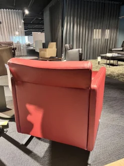 Dehlfing Loungesessel|Sessel Kelly Leder Sierra 129 Rot Kufengestell Metall Inklusive Hocker