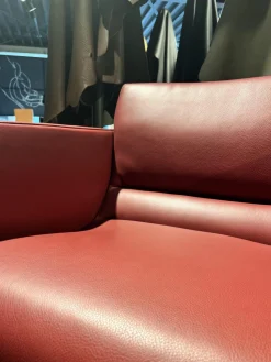 Dehlfing Loungesessel|Sessel Kelly Leder Sierra 129 Rot Kufengestell Metall Inklusive Hocker