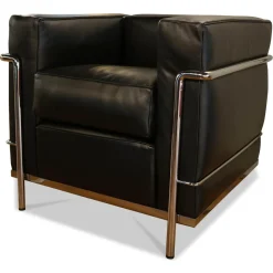 Cassina Relaxsessel|Sessel LC2 Leder Scozia Gruppe 13X606 Grafite Schwarz Gestell Verchromt