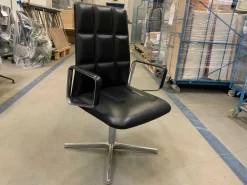 Walter Knoll Relaxsessel|Sessel Leadchair Leder Elen 65 Black 1230 4-Fuß-Kreuz Aluminium