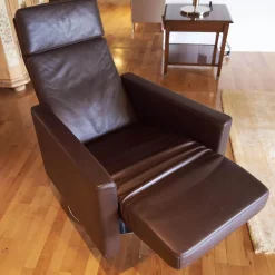 Erpo Fernsehsessel|Sessel Leder Classic Braun Drehteller Metall