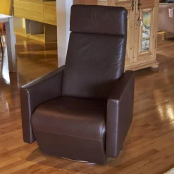 Erpo Fernsehsessel|Sessel Leder Classic Braun Drehteller Metall