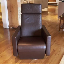 Erpo Fernsehsessel|Sessel Leder Classic Braun Drehteller Metall