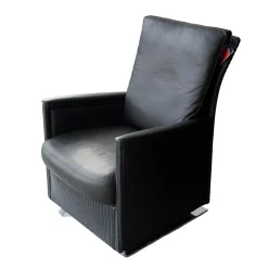 Accente Loungesessel|Sessel Leder Und Stoff Schwarz Gestell Metall Chrom Schwingend