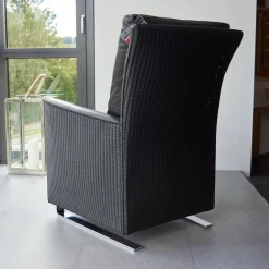 Accente Loungesessel|Sessel Leder Und Stoff Schwarz Gestell Metall Chrom Schwingend