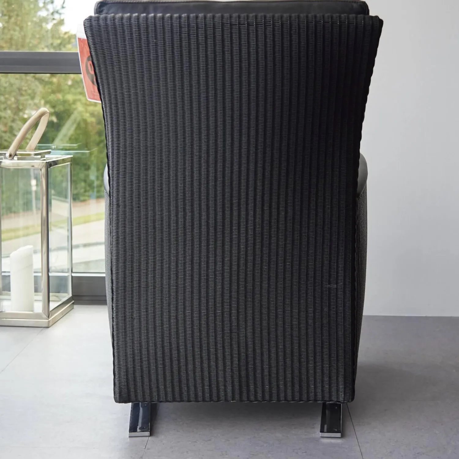 Accente Loungesessel|Sessel Leder Und Stoff Schwarz Gestell Metall Chrom Schwingend