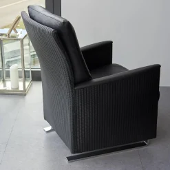 Accente Loungesessel|Sessel Leder Und Stoff Schwarz Gestell Metall Chrom Schwingend