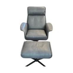 Bielefelder Werkstätten Relaxsessel|Sessel Legend 172 1000 Leder Java Vulcano Grau Kreuzfuß Metall Schwarz Matt Pulverbeschichtet Mit Hocker