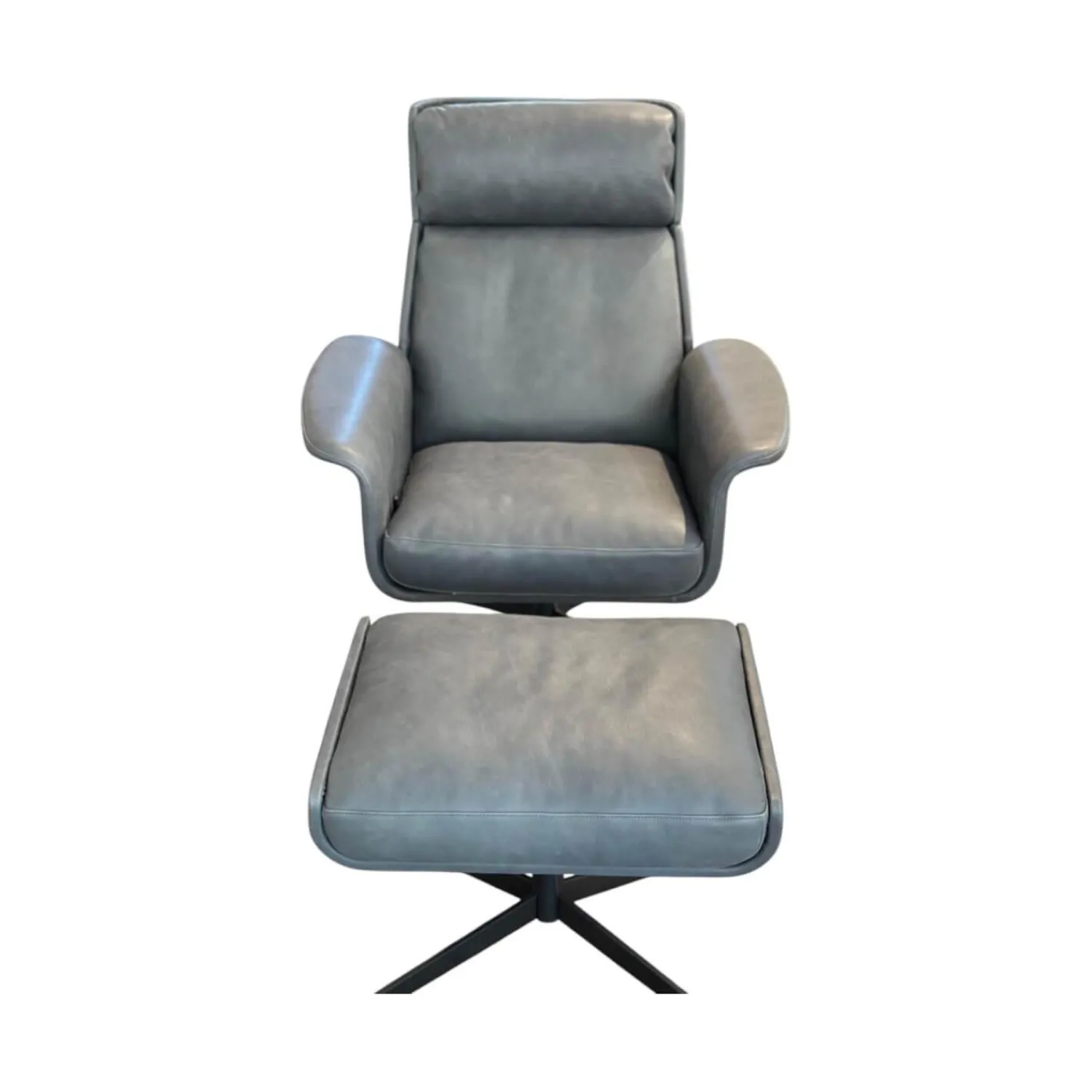 Bielefelder Werkstätten Relaxsessel|Sessel Legend 172 1000 Leder Java Vulcano Grau Kreuzfuß Metall Schwarz Matt Pulverbeschichtet Mit Hocker