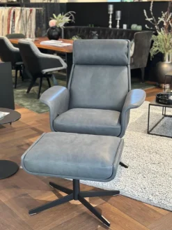 Bielefelder Werkstätten Relaxsessel|Sessel Legend 172 1000 Leder Java Vulcano Grau Kreuzfuß Metall Schwarz Matt Pulverbeschichtet Mit Hocker