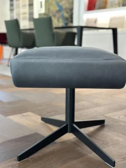 Bielefelder Werkstätten Relaxsessel|Sessel Legend 172 1000 Leder Java Vulcano Grau Kreuzfuß Metall Schwarz Matt Pulverbeschichtet Mit Hocker