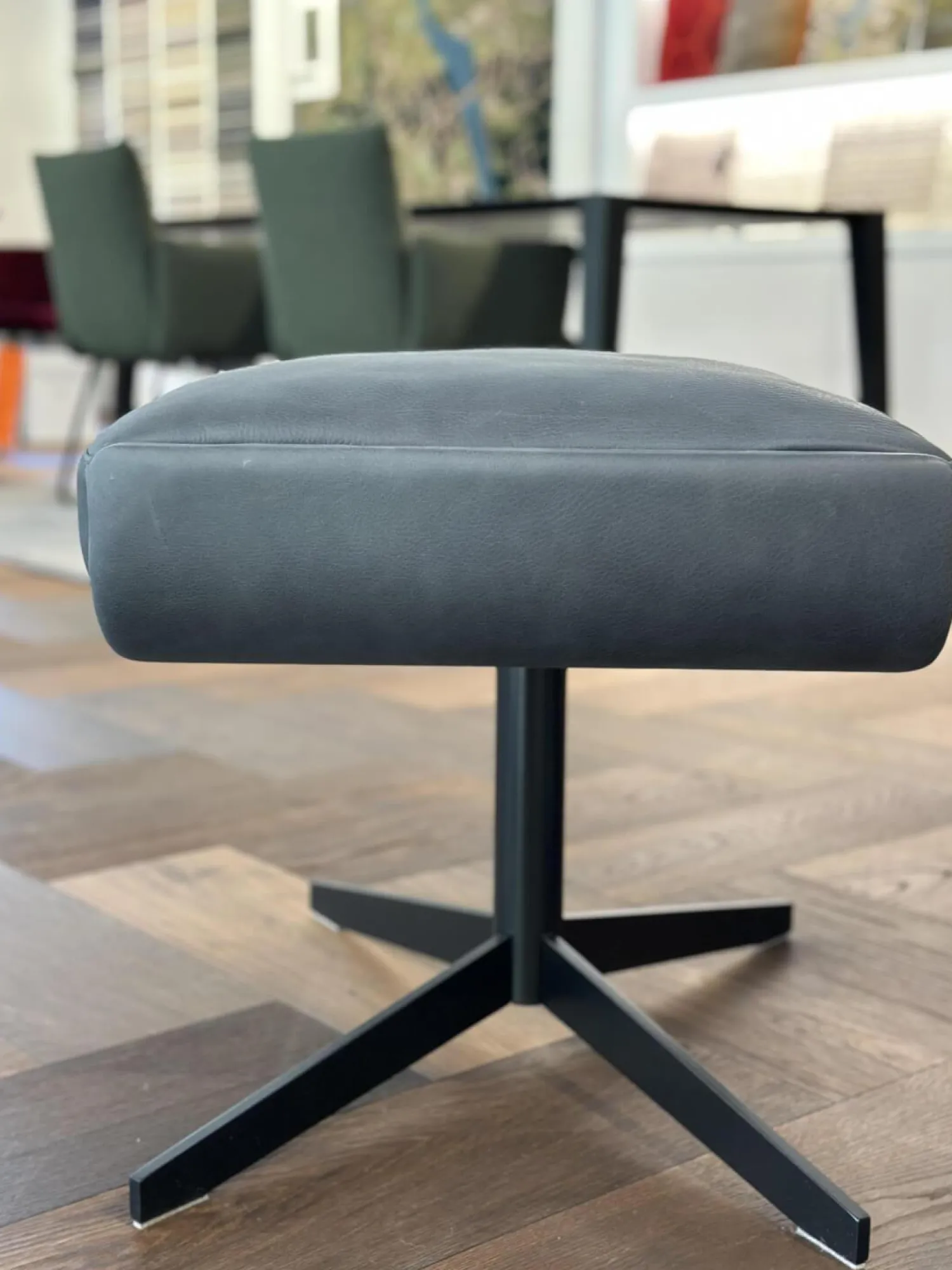 Bielefelder Werkstätten Relaxsessel|Sessel Legend 172 1000 Leder Java Vulcano Grau Kreuzfuß Metall Schwarz Matt Pulverbeschichtet Mit Hocker