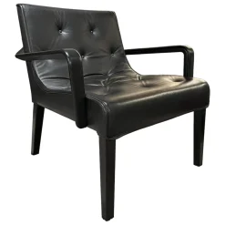 Wittmann Relaxsessel|Sessel Leslie Bezug Leder Nappa Schwarz Gestell Buche Schwarz Gebeizt Mit Armteilen