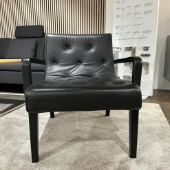 Wittmann Relaxsessel|Sessel Leslie Bezug Leder Nappa Schwarz Gestell Buche Schwarz Gebeizt Mit Armteilen