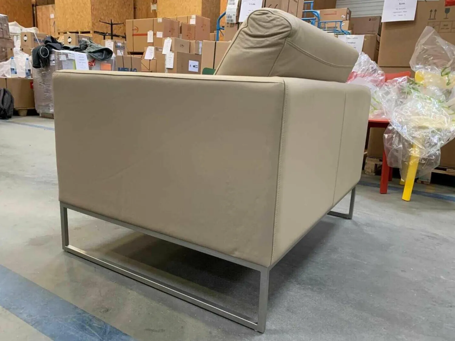 Marelli Relaxsessel|Sessel Lewis Leder Super 5320 Panama Beige Gestell Matt Verchromt