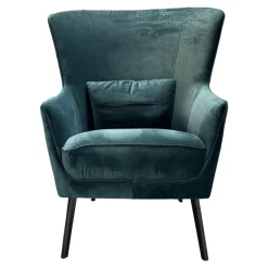 Christine Kröncke Relaxsessel|Sessel Lilou Stoff Allure Velvet Forest 085 Grün Gestell Metall Rauchbraun Mit Rückenkissen