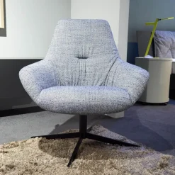 Brune Loungesessel|Sessel Liv 2181 Stoff 3lfm Spring Grau Blau Fußkreuz Stahl Schwarz Matt Pulverbeschichtet Mit Kunststoffgleitern