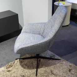 Brune Loungesessel|Sessel Liv 2181 Stoff 3lfm Spring Grau Blau Fußkreuz Stahl Schwarz Matt Pulverbeschichtet Mit Kunststoffgleitern