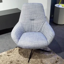 Brune Loungesessel|Sessel Liv 2181 Stoff 3lfm Spring Grau Blau Fußkreuz Stahl Schwarz Matt Pulverbeschichtet Mit Kunststoffgleitern