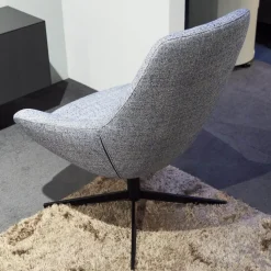 Brune Loungesessel|Sessel Liv 2181 Stoff 3lfm Spring Grau Blau Fußkreuz Stahl Schwarz Matt Pulverbeschichtet Mit Kunststoffgleitern