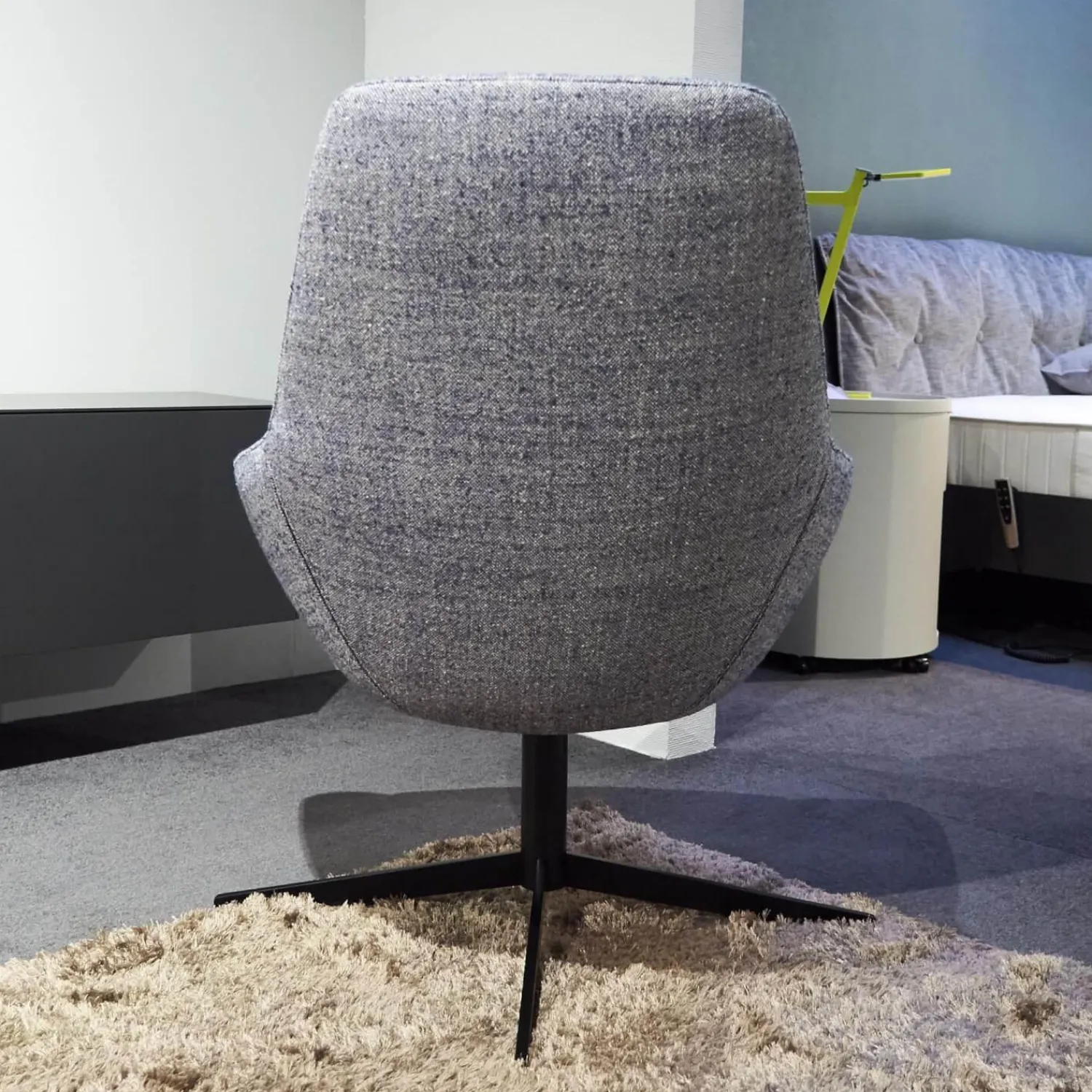 Brune Loungesessel|Sessel Liv 2181 Stoff 3lfm Spring Grau Blau Fußkreuz Stahl Schwarz Matt Pulverbeschichtet Mit Kunststoffgleitern