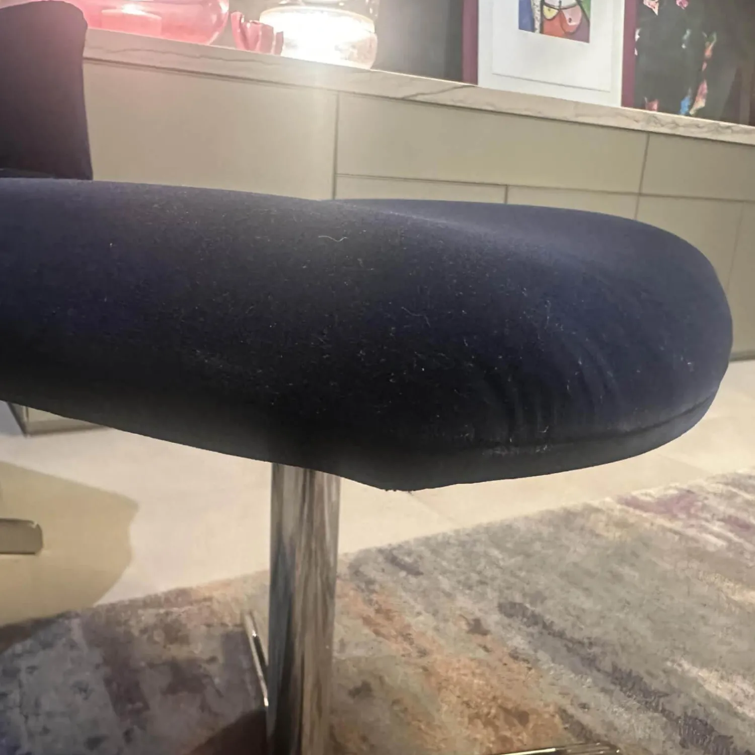 De Sede Relaxsessel|Sessel Lomo Stoff Samt Dunkelblau Gestell Verchromt Inklusive Hocker