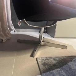 De Sede Relaxsessel|Sessel Lomo Stoff Samt Dunkelblau Gestell Verchromt Inklusive Hocker