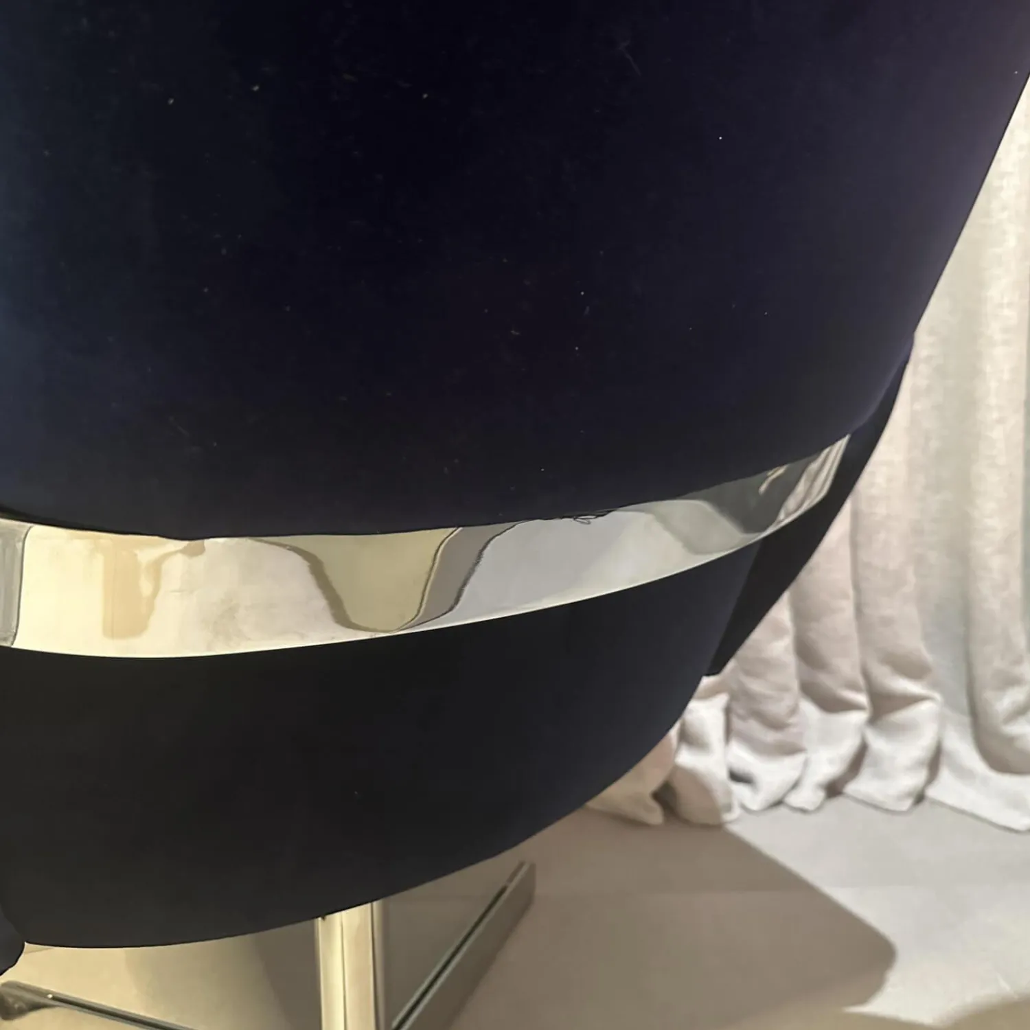 De Sede Relaxsessel|Sessel Lomo Stoff Samt Dunkelblau Gestell Verchromt Inklusive Hocker