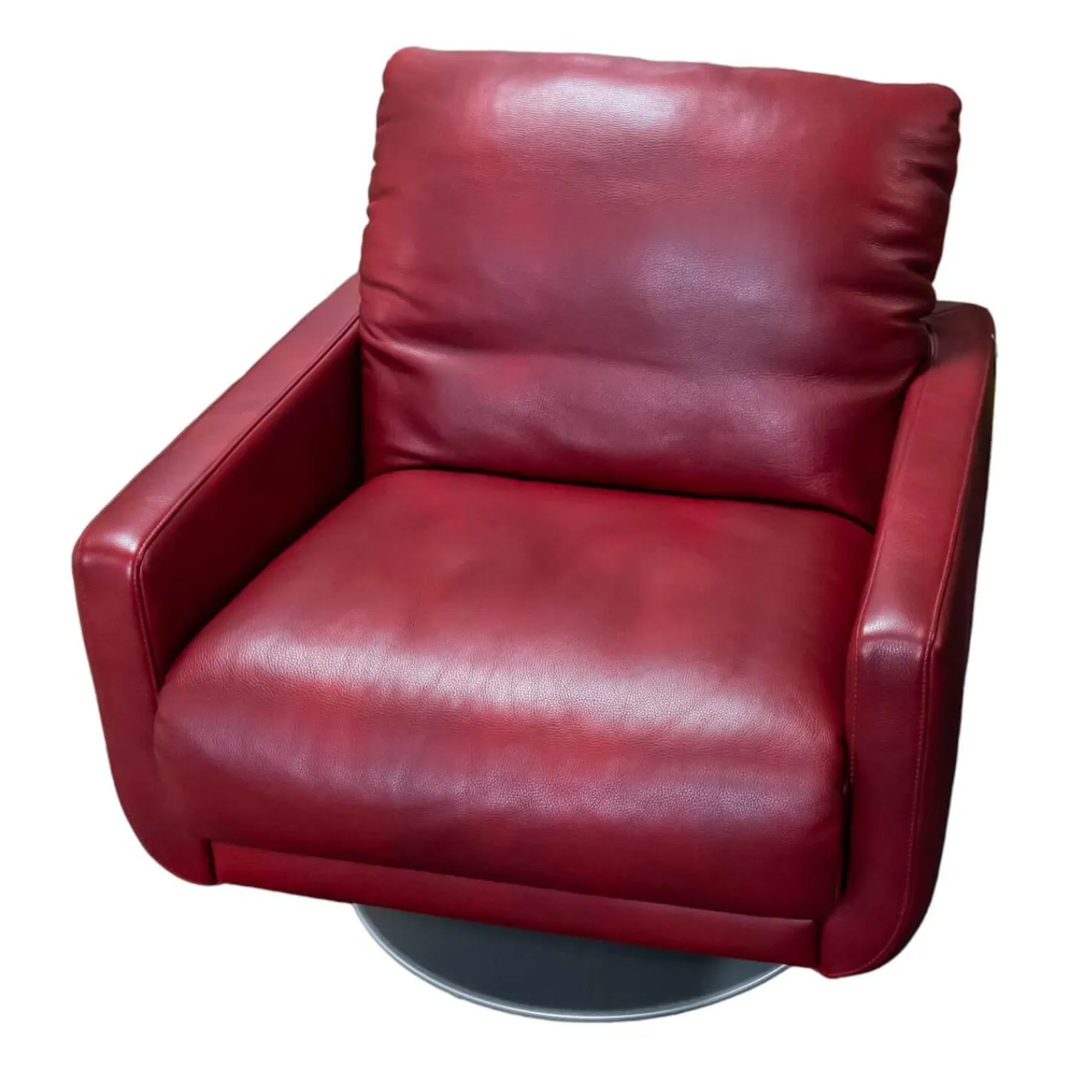W. Schillig Loungesessel|Sessel Mademoiselle Leder Z75 12 Merlot Rot Fuß Drehteller F19 Matt Inklusive Kopfstützenverstellung