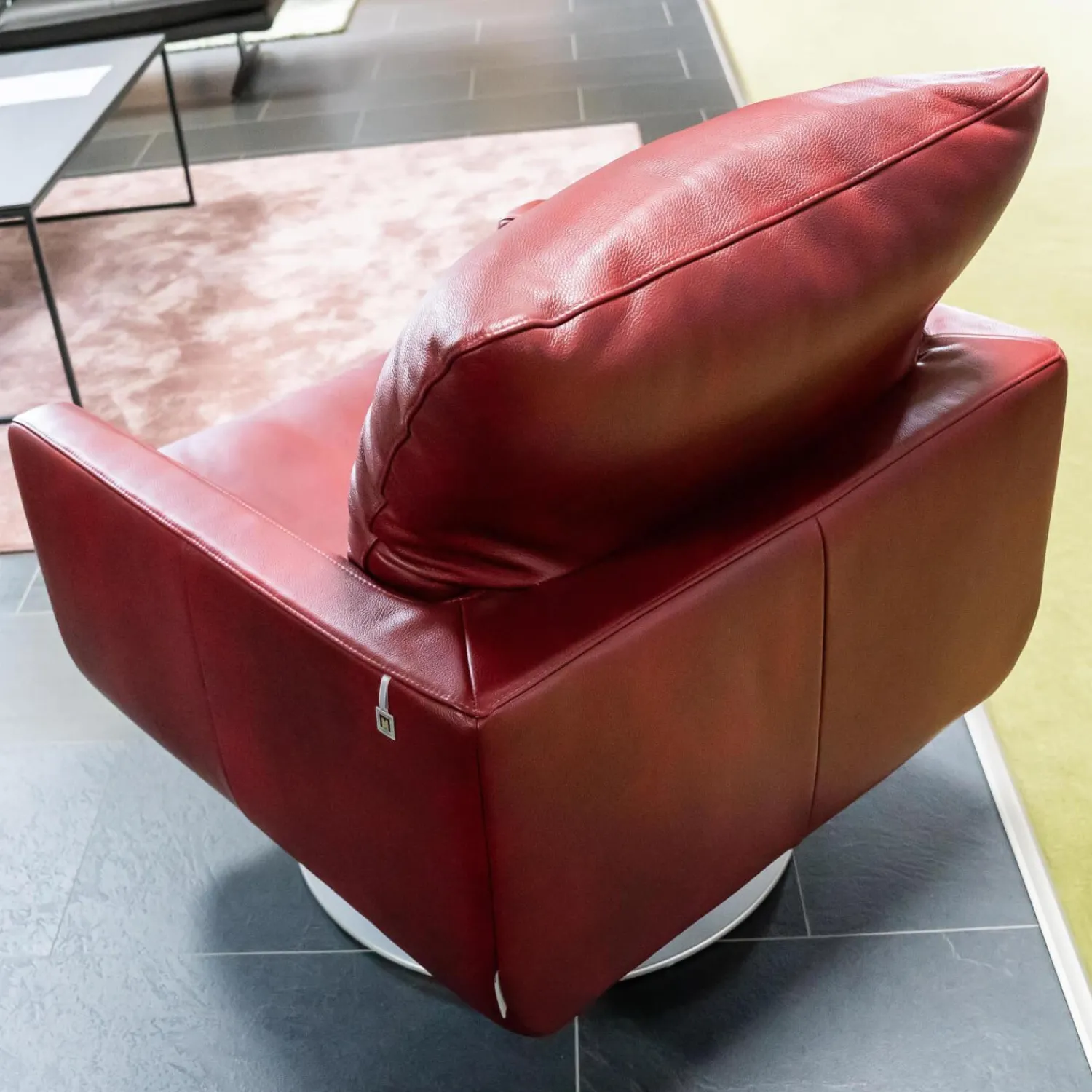 W. Schillig Loungesessel|Sessel Mademoiselle Leder Z75 12 Merlot Rot Fuß Drehteller F19 Matt Inklusive Kopfstützenverstellung