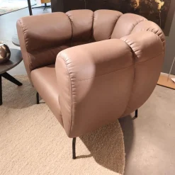 Brühl Loungesessel|Sessel Magnolia Anilinleder 5707 0085 Pearl Braun Grau Fuß Schwarz Pulverbeschichtet