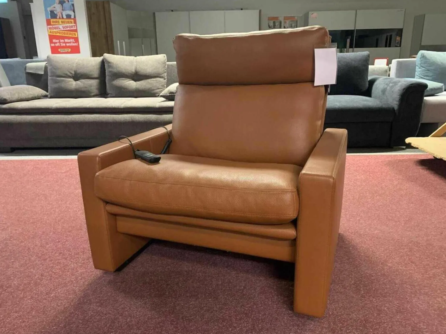Erpo Relaxsessel|Sessel Manhattan 250 Leder 43.085 Tabac Braun mit Aufstehhilfe