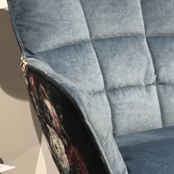 Freifrau Relaxsessel|Sessel Marla Easy Chair High Rücken Stoff Gobelin Eden Blumenmuster Sitz Stoff Smart Arctique 05 Blau Mit Hocker