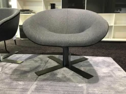 B&B Italia Relaxsessel|Sessel Mart MPG15 Stoff Sera Dunkelgrau Gestell Nickel Bronzefarben