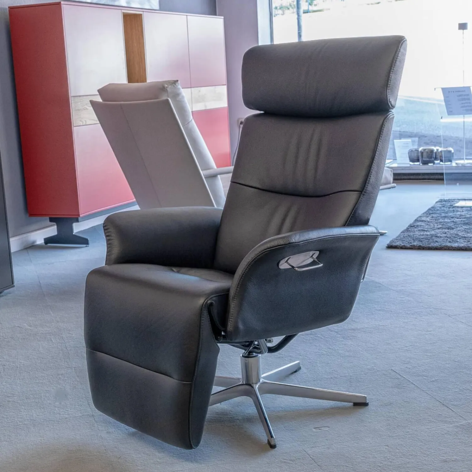 Conform Relaxsessel|Sessel Master Leder Fantasy Schwarz 2514-89 X-Fuß Aluminium