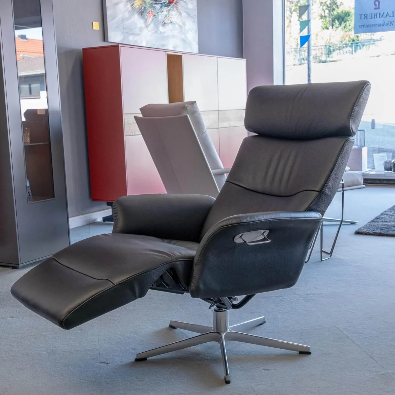 Conform Relaxsessel|Sessel Master Leder Fantasy Schwarz 2514-89 X-Fuß Aluminium