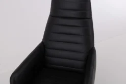 Werther Relaxsessel|Sessel Max Leder L7360B Schwarz Fußkreuz Edelstahl Poliert Inklusive Hocker