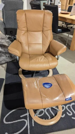 Stressless Relaxsessel|Sessel Mayfair Leder Cori 48 Caramel Braun Holz 04 Eiche Gestell Signature 40 Aluminium