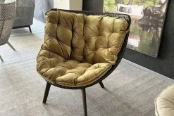 DEDON Loungesessel|Sessel Mbrace Polster Stoff E Olio 823 Gold Geflecht Arabica 126 Schwarz Gestell Black Pepper 317 Schwarz