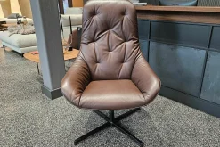 Rolf Benz Relaxsessel|Sessel Meg Soft Leder 42.102 Graubraun Gestell Aluminium Verkehrsschwarz mit Wipp-Mechanik