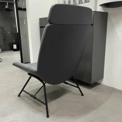 Wittmann Relaxsessel|Sessel Melange Bezug Tekla Slate Keder Nappa Basalt Rückenschale Leder Nappa Basalt Füße Blackgrey