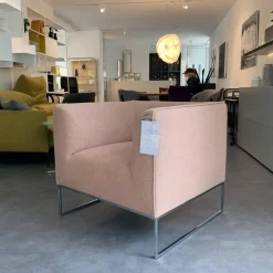 COR Relaxsessel|Sessel Mell Stoff 9121 Flamingo Rosa Gestell Metall Verchromt