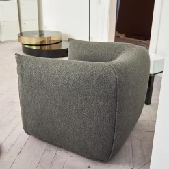 MDF Italia Loungesessel|Sessel Mia Bezugsstoff Dune Grau Basis Drehbar Mit Rückholmechanismus