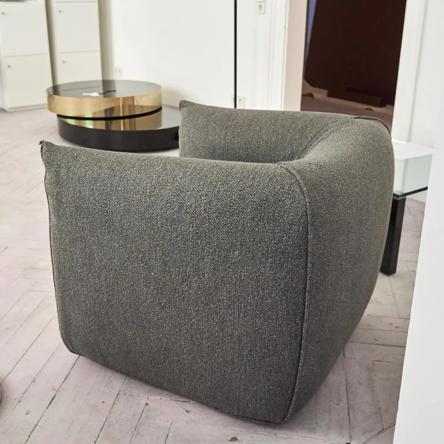 MDF Italia Loungesessel|Sessel Mia Bezugsstoff Dune Grau Basis Drehbar Mit Rückholmechanismus