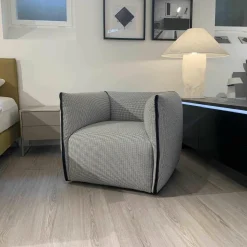 MDF Italia Relaxsessel|Sessel Mia Stoff Hahnentritt Schwarz-Weiß-Grau