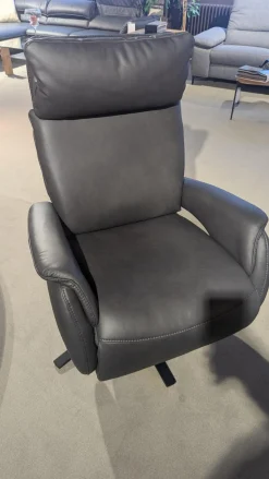 Polsteria Relaxsessel|Sessel Milano Lounge Leder LL Evita Anthrazit Sternfuß Schwarz Matt