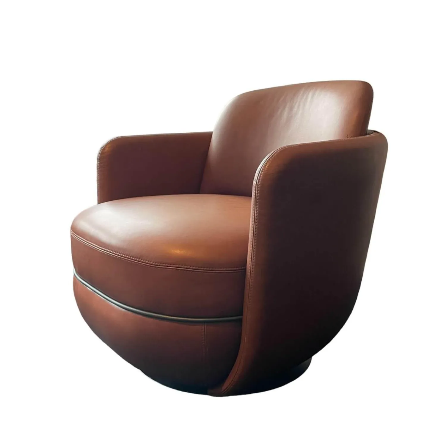 Wittmann Relaxsessel|Sessel Miles Lounge Leder Nappa Guande Chestnut Gestell Pulverbeschichtet Schwarz
