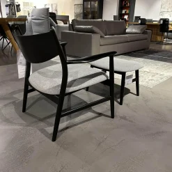 Conde House Relaxsessel|Sessel Mit Hocker Kamuy Stoff Tonica Grau Gestell Eiche Schwarz