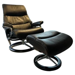 Stressless Relaxsessel|Sessel Mit Hocker View L Signature Bezug Leder Batick Black Schwarz Gestell Schwarz